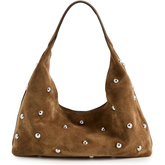Handbags - Women's The Mylie Shoulder Bag in Studded Suede